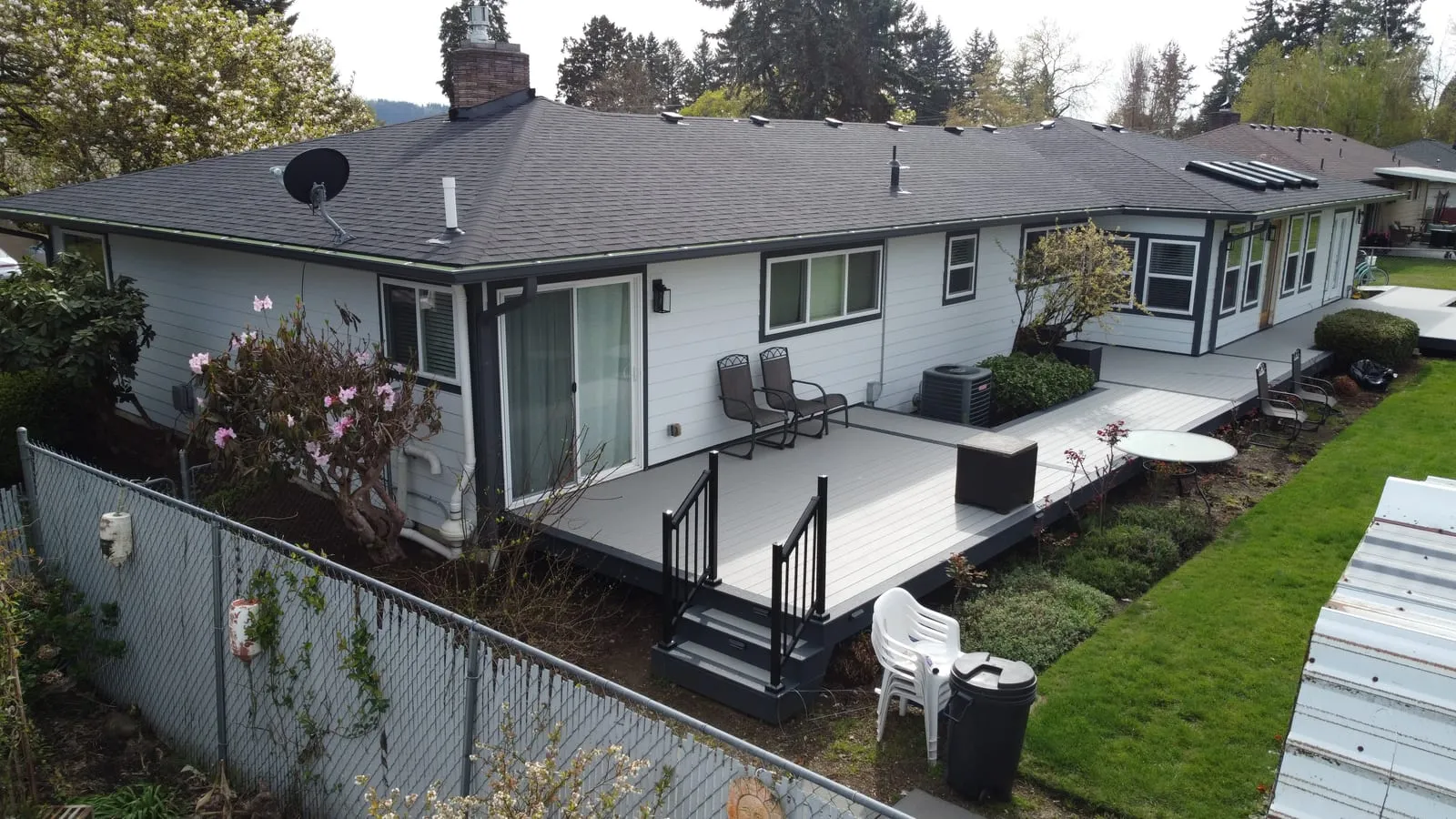 Drone aerial of the Vancouver, WA Hazel Dell roof replacement - overhead view, view 3