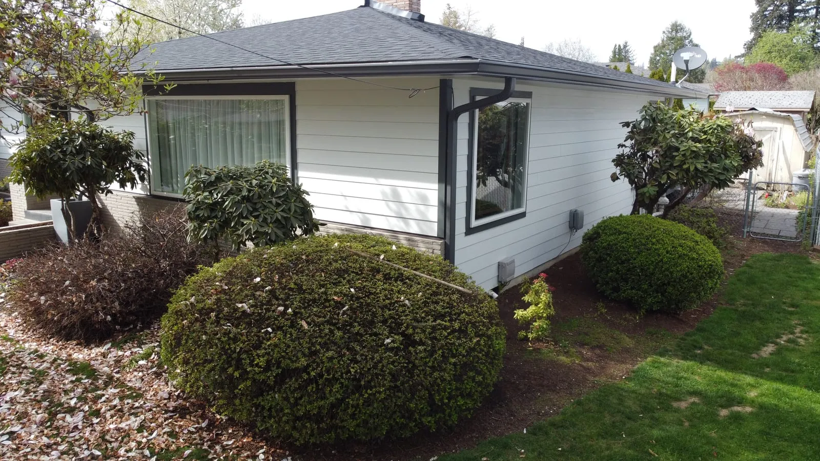 Drone aerial of the Vancouver, WA Hazel Dell roof replacement - wide elevation, view 4