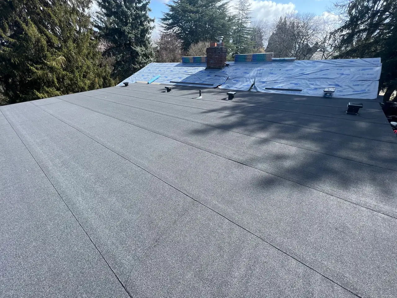 Drone aerial of a rural Battle Ground, WA home with new roof