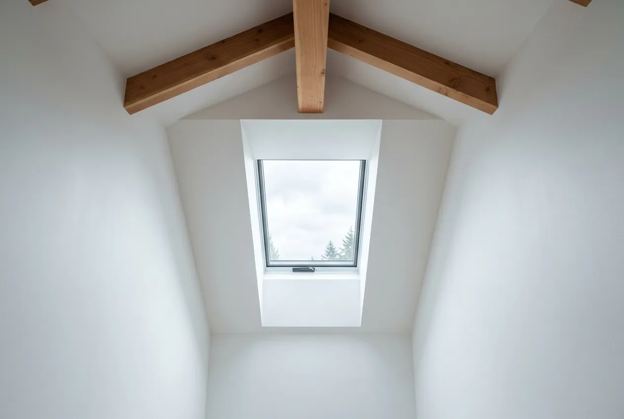 Velux deck-mount skylight being flashed into a new shingle roof in Clark County, WA
